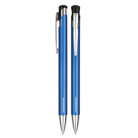 Aluminium balpen verticale streepjes blauw