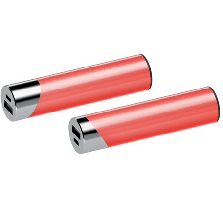 Powerbank Circle chroom-rood