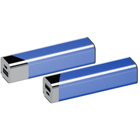 Powerbank Square chroom-blauw