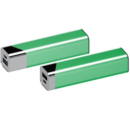 Powerbank Square chroom-groen