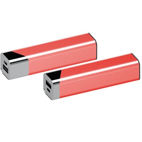 Powerbank Square chroom-rood