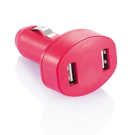 Autolader met dubbele USB, rood