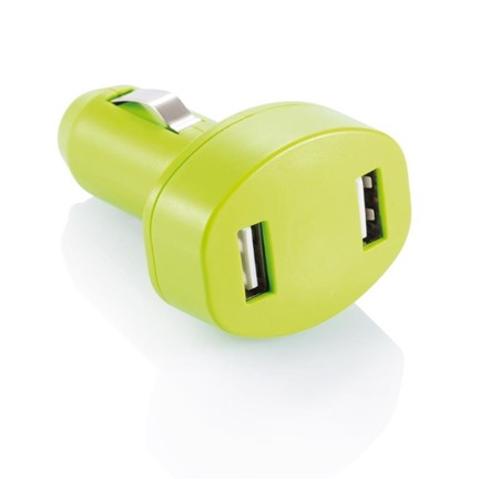 Autolader met dubbele USB, groen