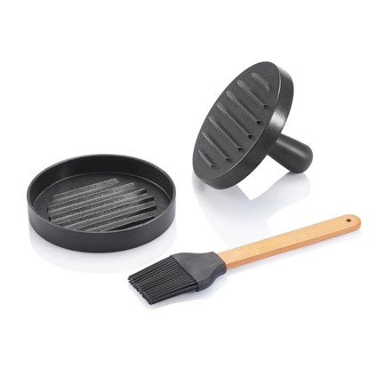 Barbecue set inclusief hamburgerpers, grijs