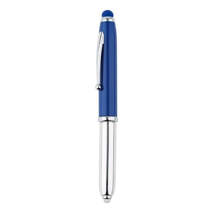 3-in-1 touchscreen pen met LED lamp, blauw