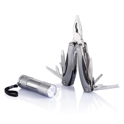 Multitool met zaklamp, grijs