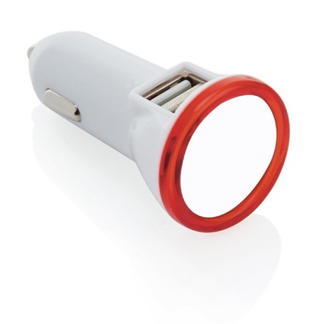Dubbele USB autolader, rood