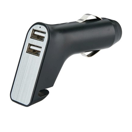 Veiligheids autolader met 2 USB poorten, zwart