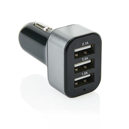 3.1A autolader met 3 USB poorten, zwart