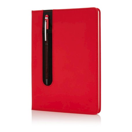 Standaard hardcover PU A5 notitieboek met stylus pen, rood