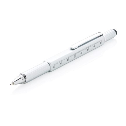 5-in-1 aluminium toolpen, grijs