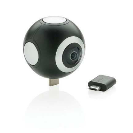 Dual lens 360 camera, zwart