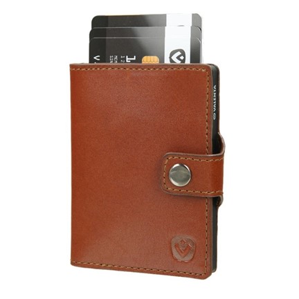 Valenta Card Case Wallet Aluminium - cognac