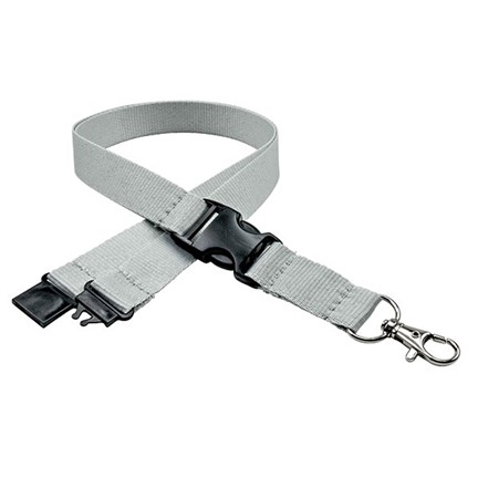 Polyester Lanyard 20 mm met standaard haak, zwarte buckle en veiligheidssluiting