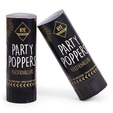 Partypopper Set /2 Black (Gold/Silver Steamers)