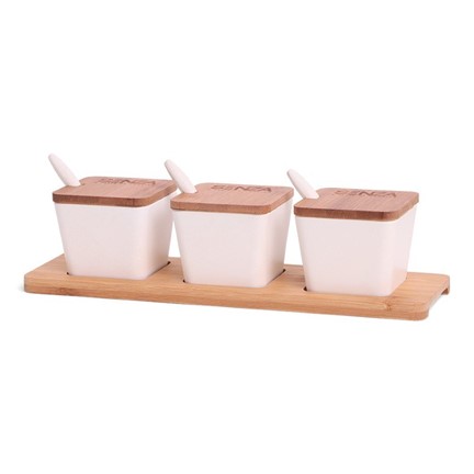 SENZA Bamboo Tapas Tray & Cups White