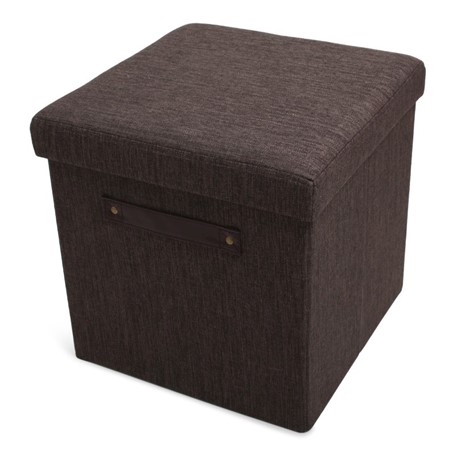 Foldable Storage Pouffe Yarn Brown with PU handles