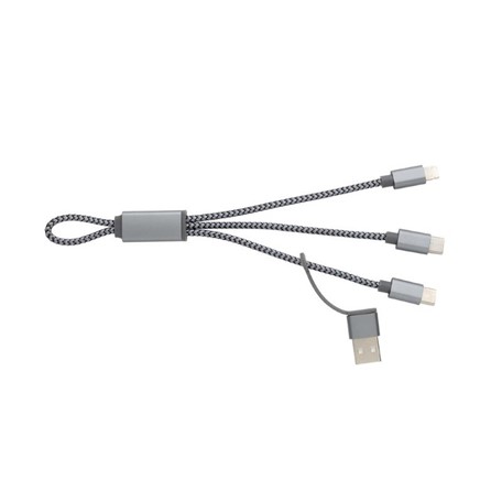 3-in-1 gevlochten mini-kabel, grijs