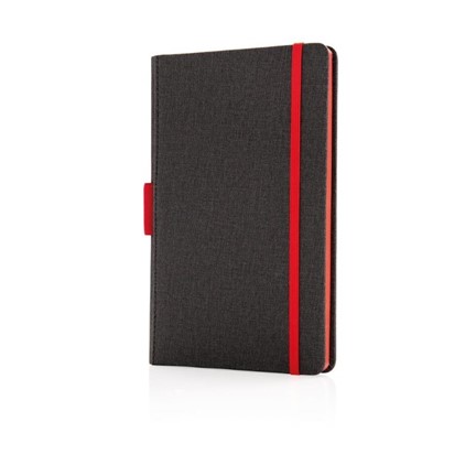 Luxe A5 notebook met penhouder, rood