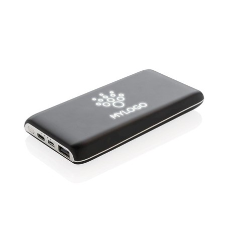 Voorgegraveerde 8.000 mAh light up logo powerbank, zwart