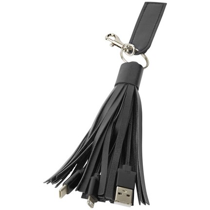 Tassel 3 in 1 stoffen oplaadkabel met sleutelhanger