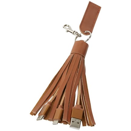 Tassel 3 in 1 stoffen oplaadkabel met sleutelhanger